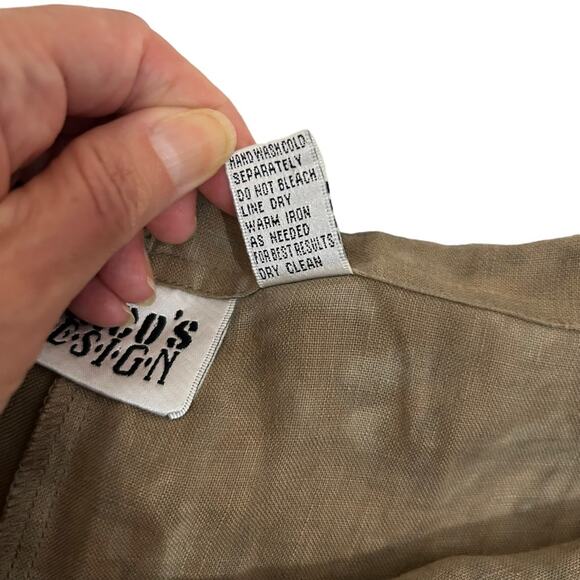 Chico’s Design Size 0 XS Brown Linen Tie Dye Print Drawstring Crop Cargo Pants - Picture 14 of 15